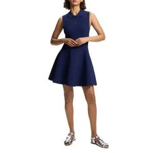 395$ Theory Fit & Flare Skirt Polo Dress Sleeveless Womens Size XS Midnight Blue
